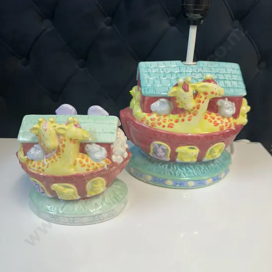Noahs Ark Childrens Nursery Themed Table Lamp Base & Money Box By CR Gibson